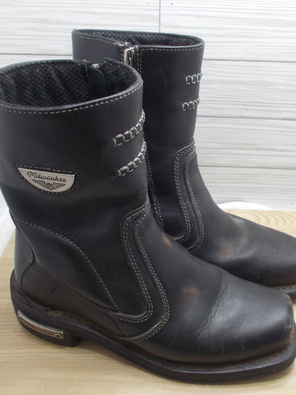 Milwaukee Black Leather Women's Moto Boots